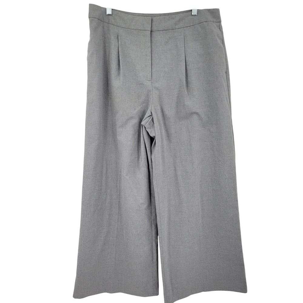 Worthington Wide Leg Trousers Women 16 Gray Pleated High Rise Professional Work